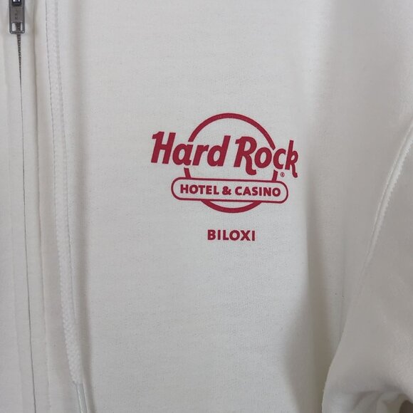 Hard Rock Hotel & Casino Biloxi white zip Hoodie size L Queen of Hearts Graphic - Picture 6 of 16
